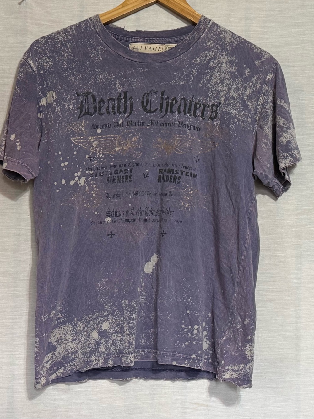 Salvage Death Cheaters Distressed Graphic Tee Purple Men’s S